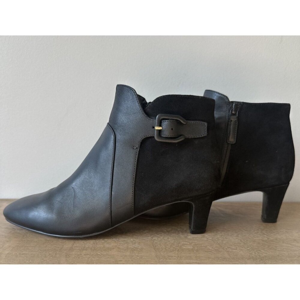 Cole Haan Womens 7 B Suede Leather Ankle Boot Black Sylvia Waterproof - Picture 13 of 15
